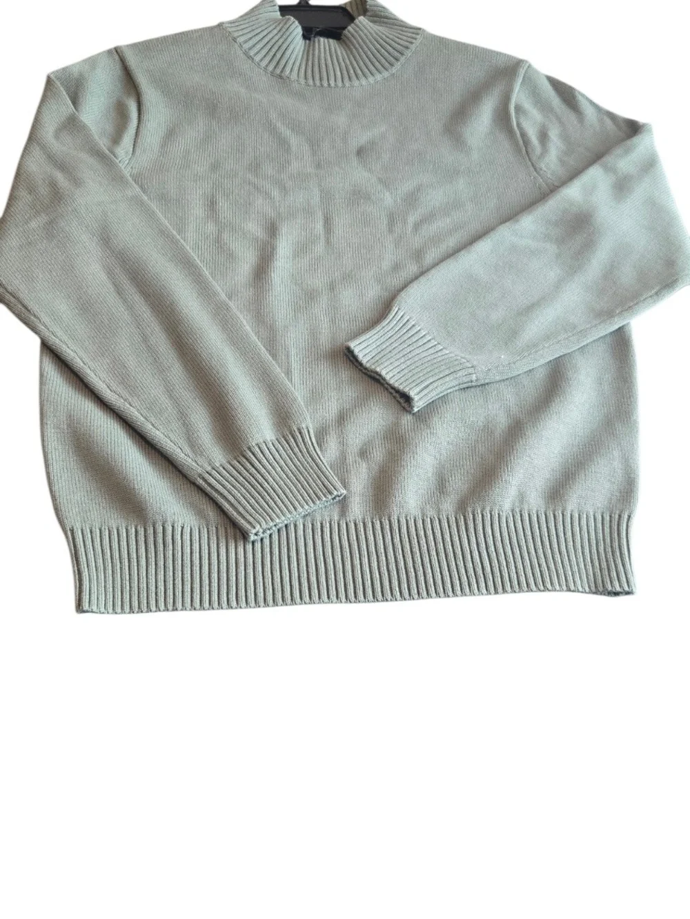 J Crew Men's Medium Mock Neck Roll Neck Sweater Cotton Knit Green Heavyweight
